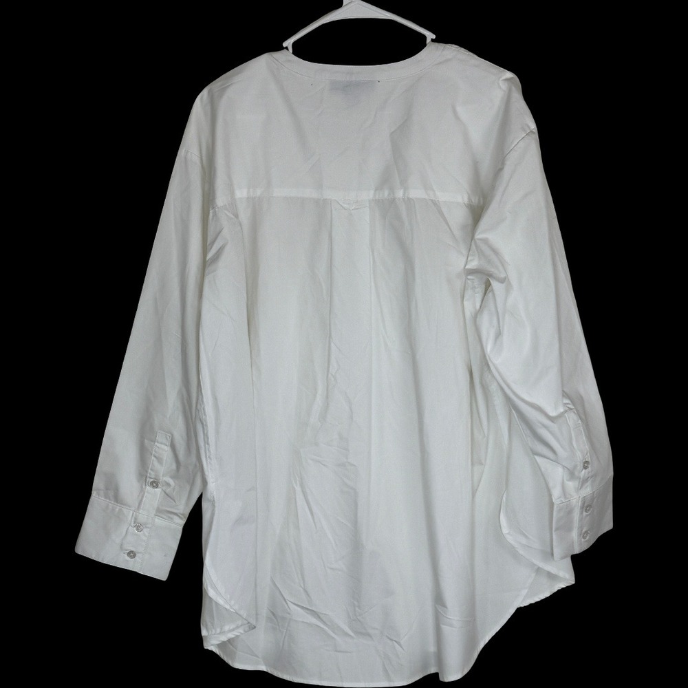 Roaman's White Pintuck Split Neck Tunic Blouse Plus Size 24W Long Sleeve - Picture 2 of 11